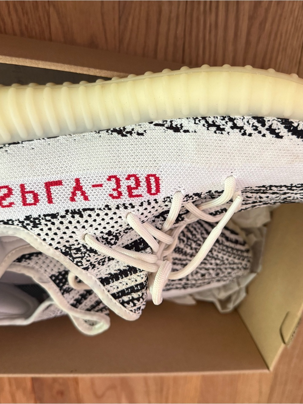 Yeezy Boost 350 V2 Zebra — White & Black with Red Accent - Picture 5 of 9
